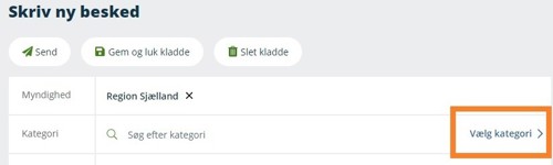 Billede af markering af knappen "Vælg kategori"
