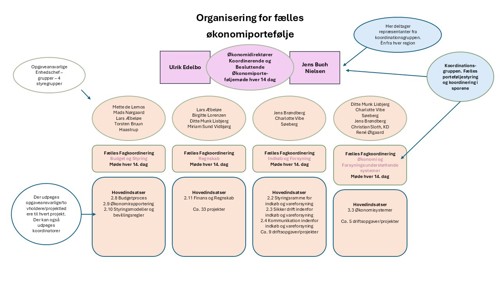 Overbliksbillede af organiseringen af de fire økonomispor.
