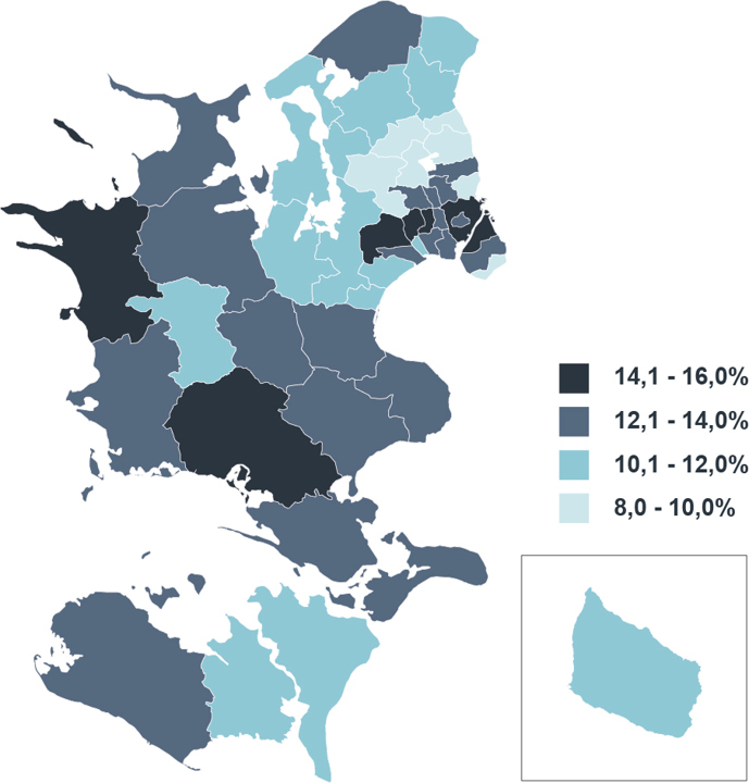 Kort over fordelingen af borgere der oplever ensomhed