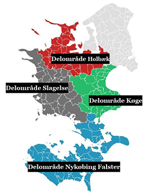 Kort over Ambulance Sjællands områder
