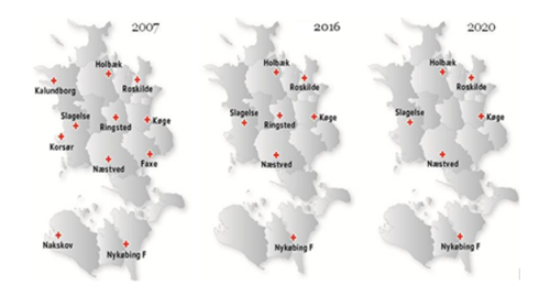 Illustration af ændringer i sygehusstruktur