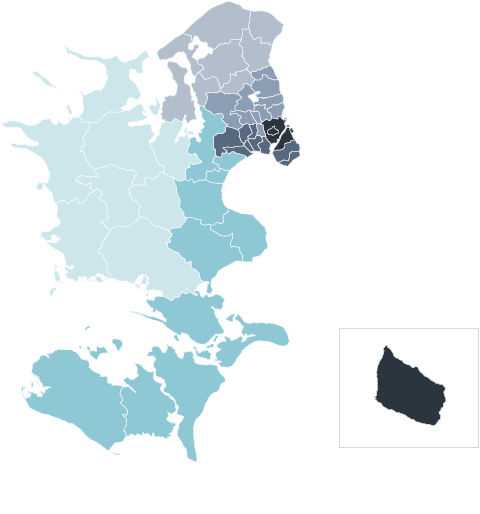 Kort over Sundhedsrådene i Region Østdanmark