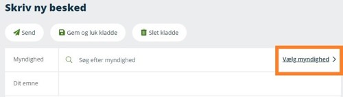 Klik på 'vælg myndighed'