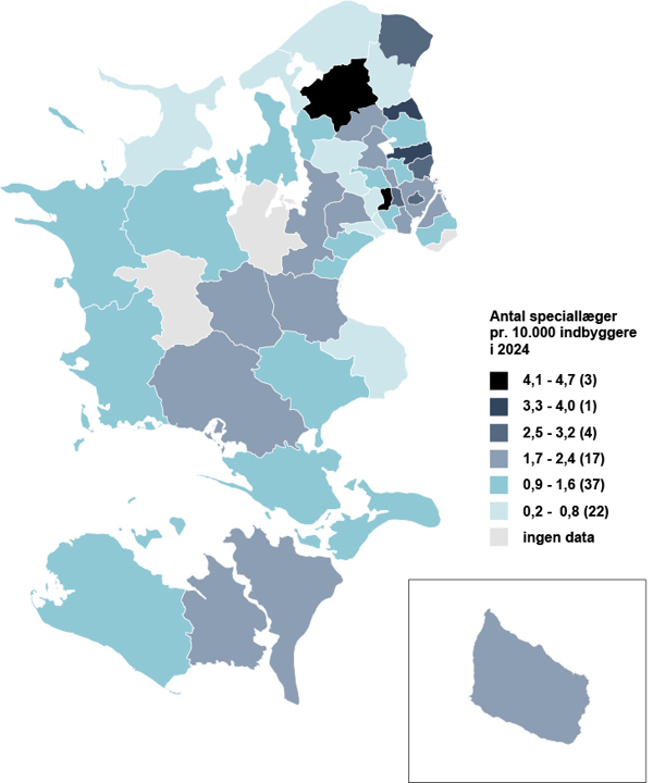 Antal speciallæger pr. 10.000 indbyggere  i 2024