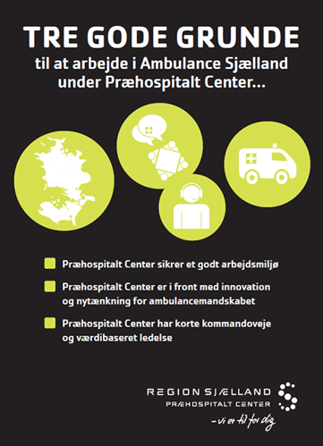 Grafik med tre gode grunde til at arbejder i Ambulance Sjælland