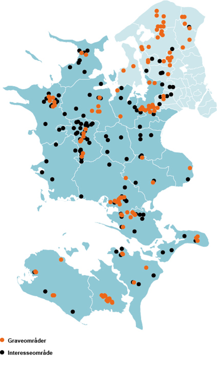 Kort over regionernes grave- og interesseområder